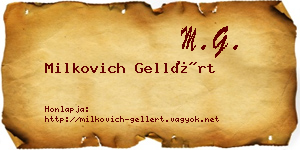Milkovich Gellért névjegykártya